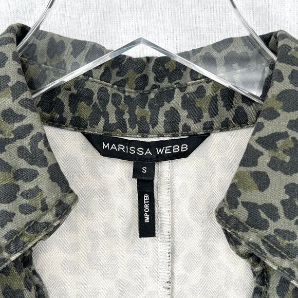 MARISSA WEBB Mera Leopard Print Denim Dress Womens Small Olive Green Belted - Picture 12 of 16